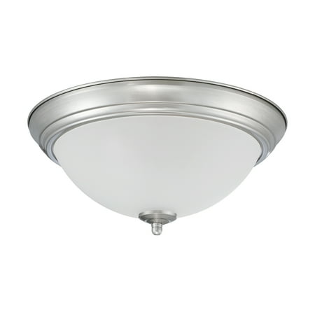 DESIGNERS FOUNTAIN Flush Mount Ceiling Light, 2-Pack, 13 Inch LED Frosted Glass Lighting Fixture for Kitchen, Bedroom, Bathroom, and Hallway, Brushed Nickel, D333M-13FM-BN2