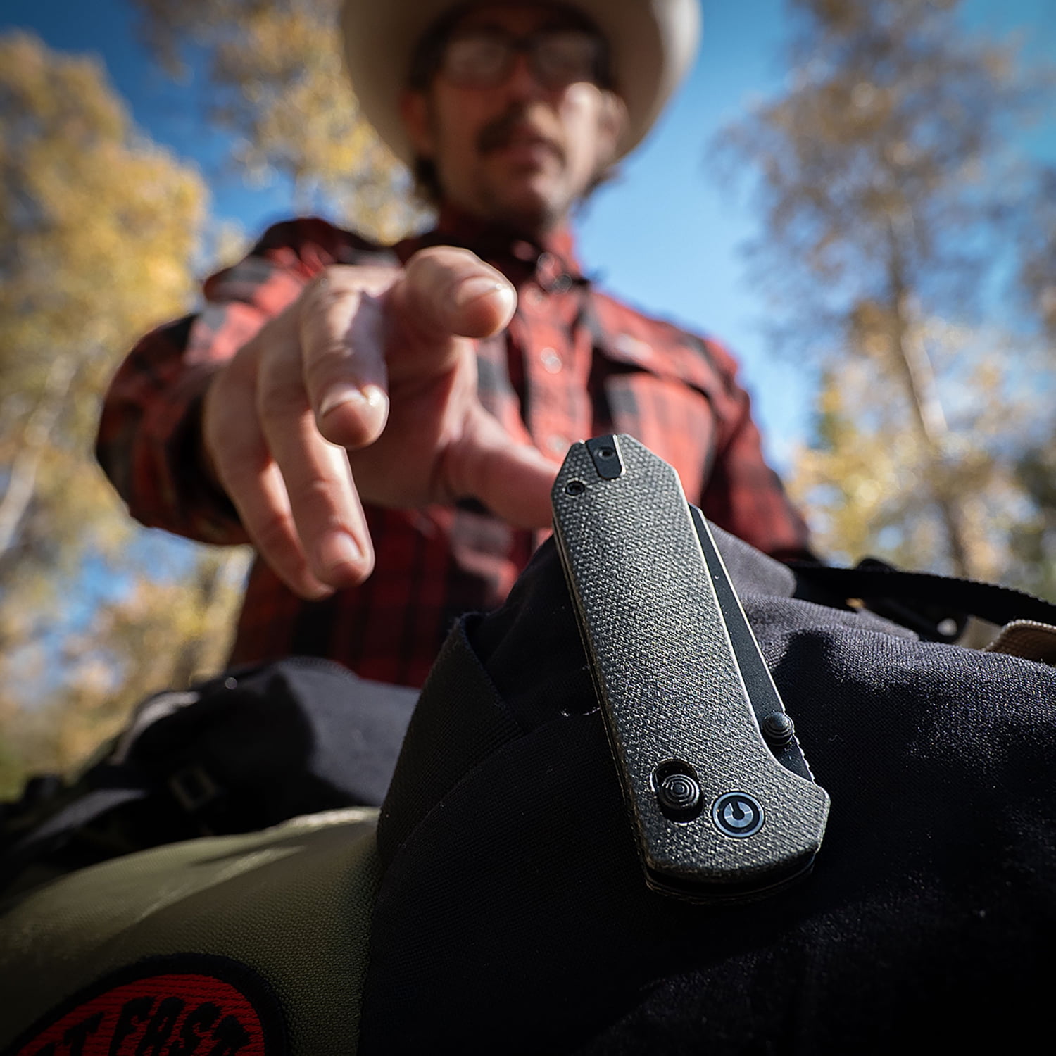CIVIVI Yonder Folding Pocket Knife Crossbar Lock Knife with 2.88" 14C28N Blade Micarta Handle, Designed by Zac Whitmore WM-C23073B-1