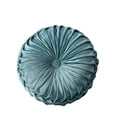 thumbnail image 2 of 14" Round Throw Pillow Velvet Pleated Round Pillow Cushion Pumpkin Pleated Meditation Pillow Cushion for Home Couch Sofa Chair Bed Car Decoration, Lake Blue, 2 of 11