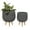 Dark Gray Ceramic Solid Round S/2 15", 17"H, variant on DecMode Ceramic Contemporary Planter Set of 2 16", 13"H, Matte White Finish with Natural Toned Wooden Legs
