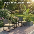 thumbnail image 6 of 3 PCS Wicker Patio Set, Wicker Rattan Chairs and Tempered Glass Table, for Porch, Balcony, Backyard- Includes Beige Cushions, 6 of 8