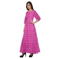 thumbnail image 2 of Moomaya Robe Longue Maxi Imprimée à Col Rond, Manches 3/4, avec Taille à Cordon, 2 of 3