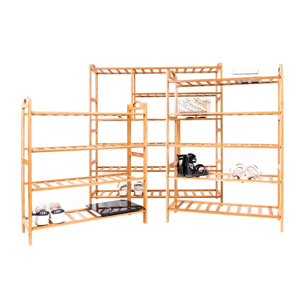 Kepooman 6-layer Portable Bamboo Splint Multi-function Shoe Rack, Wood Color Kepooman 6-layer Portable Bamboo Splint Multi-function Shoe Rack, Wood Color