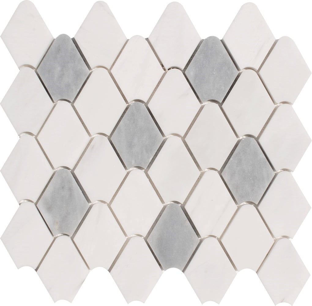 Rain Drop Dolomit & Tahoe Honed Marble Waterjet Mosaic Tile