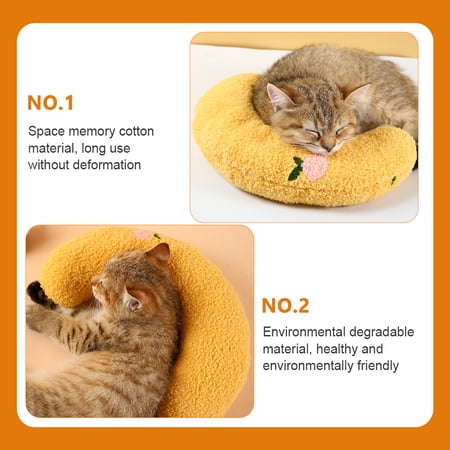 ETHZZLE Comfortable U-Shape Pet Neck Pillow Breathable Yellow Cushion for Cats and Small Dogs