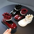 thumbnail image 2 of Chaussures d'Hiver pour Enfants Princesse en Cuir PU, Chaussures Décontractées pour Tout-Petites Fille, Imperméables, Bottes de Mode Rouges avec Perle, Chaussures Plates en Caoutchouc, 2 of 3