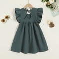 thumbnail image 6 of Younger Tree Baby Girls Casual Dress Kid Cotton Linen Ruffle Sleeveless Solid Party Dresses Clothes for 6-7T, 6 of 8