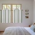 thumbnail image 4 of Sage Green Stripe Kitchen Curtains, Geometric Grey White Vertical Striped Light Filtering Window Curtain Panels, 2Pcs Rod Pocket Window Treatments Set for Study Room Bathroom Bedroom 52x54 Inches, 4 of 9