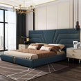 thumbnail image 4 of White Wood Bed 2 People Modern Design Mattress Bed King Size Luxury Bedroom Furniture Set Genuine Leather Headboard Nightstands My Lux Decor Round, 4 of 14