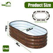 SnugNiture Galvanized Raised Garden Bed Outdoor, 3Pcs 4x2x1ft Metal Planter Box, Brown