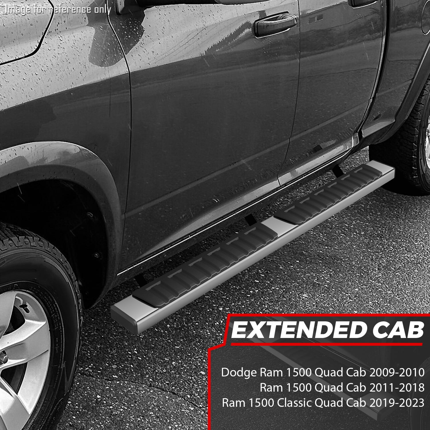 DNA Motoring 6.75" Side Step Nerf Bars Running Boards for 09-23 Dodge Ram 1500 Classic Quad Cab