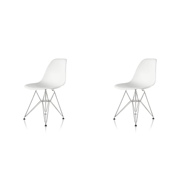 Eiffel Dining Chair with Chrome Base - White