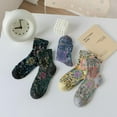 thumbnail image 7 of Vintage Embroidered Floral Socks for Women, Combed Cotton Crew Socks, 7 of 7