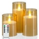 thumbnail image 1 of Set de 3 velas LED sin llama de Lamp Homemory, color dorado, 1 of 8