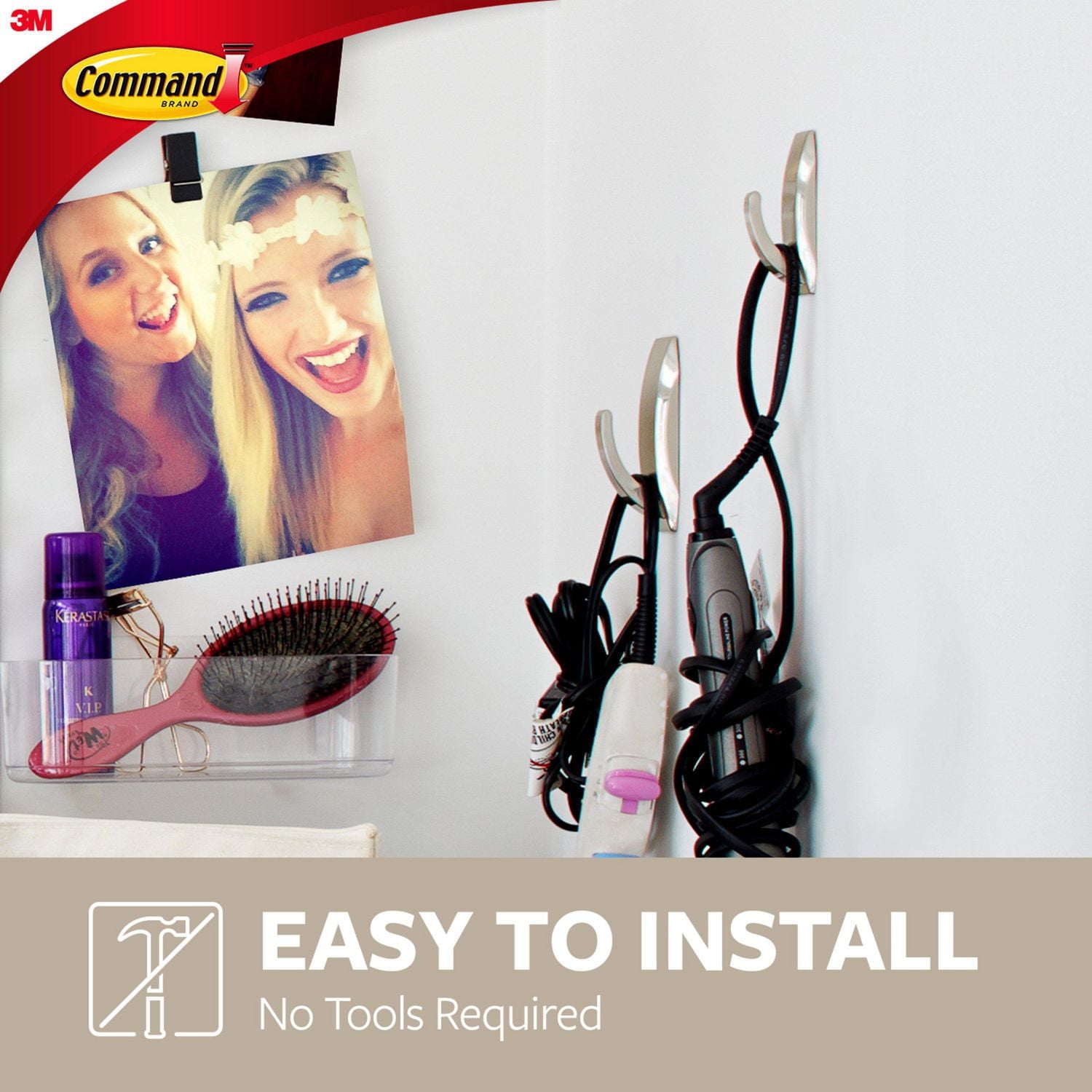 Command™ Modern Reflections Metal Hook, MR02-ORB-EF, oil rubbed bronze, medium, 1 hook, 2 strips, 1 M Hook, 1 Strip