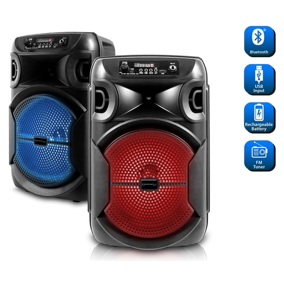 (2) Technical Pro BOOMPACK8 8" Powered Wireless Rechargeable Bluetooth Speakers