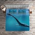 thumbnail image 2 of Ambesonne Blue Quilted Coverlet 3 Pcs, Aquatic Dinosaur, Queen Size, Blue, 2 of 2