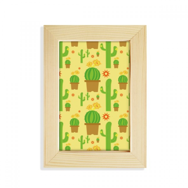 Plantas en macetas de cactus succulents patron Escritorio de madera Arte Pintura 5x7 pies Marco de foto