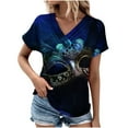 thumbnail image 2 of Fiudx Tops para Mujer Top Informal de Primavera y Verano de Manga Corta con Cuello En V para Mujer, 2 of 4