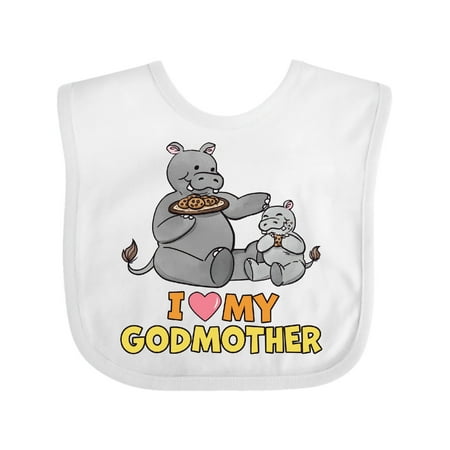 

Inktastic I Love My Godmother Hippos Boys or Girls Baby Bib