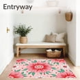 thumbnail image 3 of ODIKA 2'x3' Machine Washable Non-Slip Area Rug, Blossoming Peony Medallion with Whimsical Petal Motifs High Traffic Rug with Pad, Pink, 467590, 3 of 8