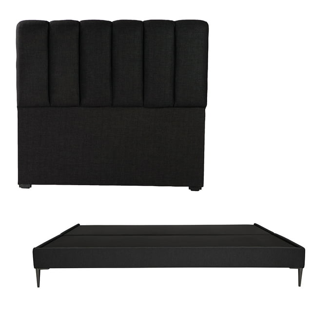 Box Base Cama Slim Dicasa Cabecera King Size Kami Negro