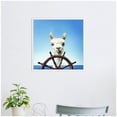 thumbnail image 3 of Kate and Laurel Sylvie Boat Animal Alpaca Framed Canvas Wall Art by The Creative Bunch Studio 22 x 22 White, Whimsical, Coastal Beach Llama Animal Art for Wall Decor, Living Room, Beach House, 3 of 8