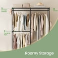 thumbnail image 4 of LEDREM Freestanding Clothes Rack , Metal Heavy-Duty Garment Rack/Wardrobe Closet with 3 Hanging Rods , 4 Shelves , Adjustable/Removable Parts , Tool-Free Assembly for Home Storage ,Ink Black, 4 of 6