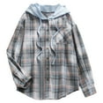thumbnail image 2 of ZVAVZ Past Orders Womens Flannel Shirt Lightweight Plaid Button Down Shirts Oversized Long Sleeve Shacket Jacket Tops Boyfriend Shirts for Women Plaid Shirt, 2 of 7