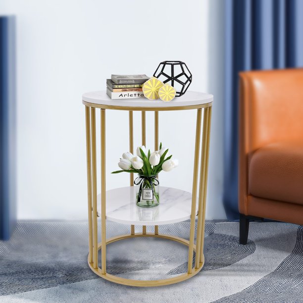 YIYIBYUS End Tables Round Bedside Tables Metal Nightstand for Living
