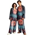 thumbnail image 2 of Halloween Couple Matching Pajamas Long Sleeve His and Hers Pajamas Sets Sleepwear Halloween Pumpkin Button Down Soft Loungewear 2 Pcs Pj Set Black S, 2 of 5