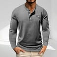 thumbnail image 6 of Jalioing Men's Dressy Casual Long Sleeve Shirts Classic Fashion Button Crew Neck Cotton T Shirt with Pocket, 6 of 7