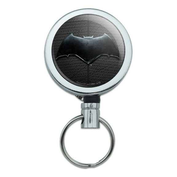 Justice League Movie Batman Logo Heavy Duty Metal Retractable Reel ID Badge Key Card Tag Holder with Belt Clip