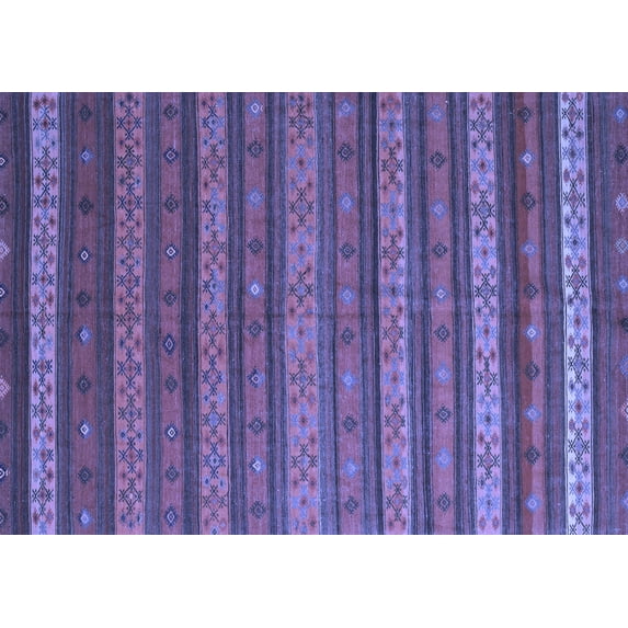 Ahgly Company Machine Washable Indoor Rectangle Oriental Blue Traditional Area Rugs, 8' x 10'