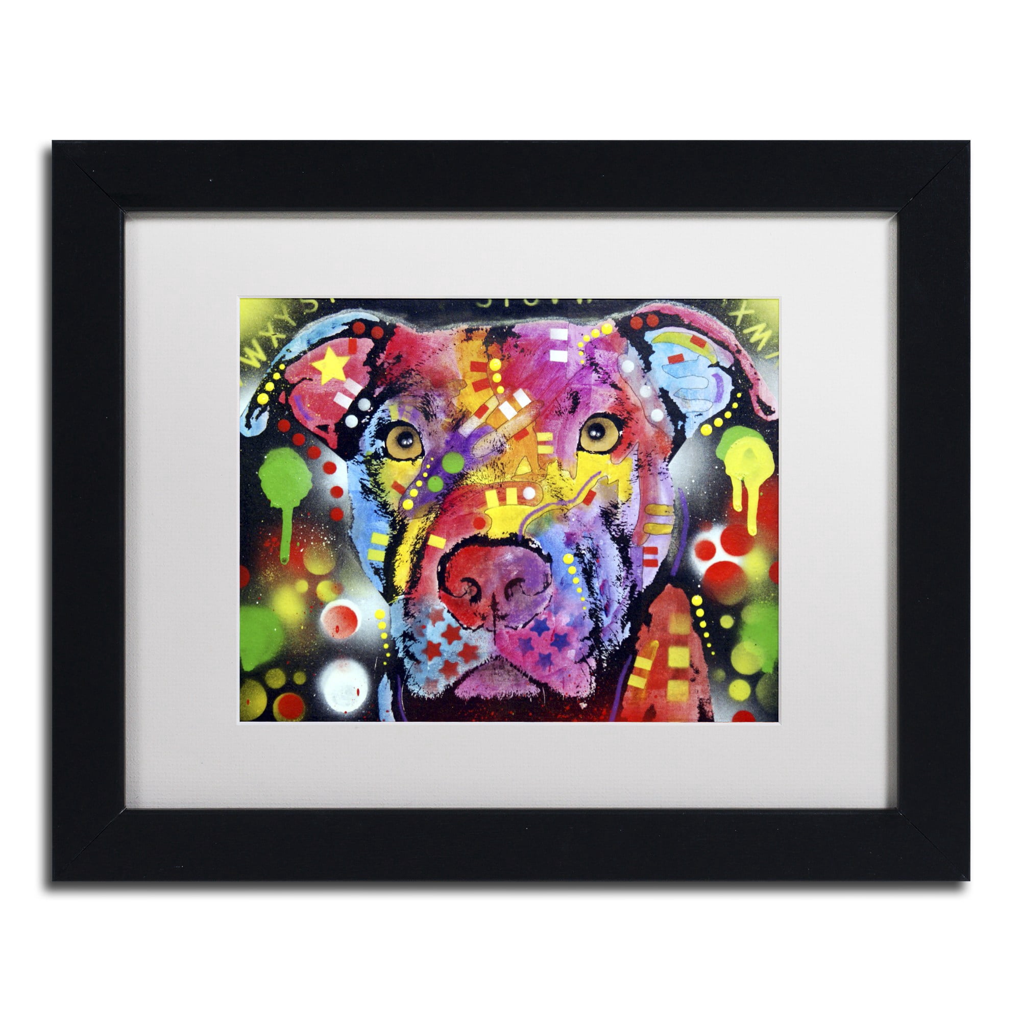 Trademark Fine Art "The Brooklyn Pit Bull" Canvas Art by Dean Russo, White Matte, Black Frame