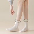 thumbnail image 4 of Zhengup Womens Crew Socks Lace Ruffle Frilly Cotton Cute Princess Ankle Dress Socks for Girl 4 Pack, 4 of 9