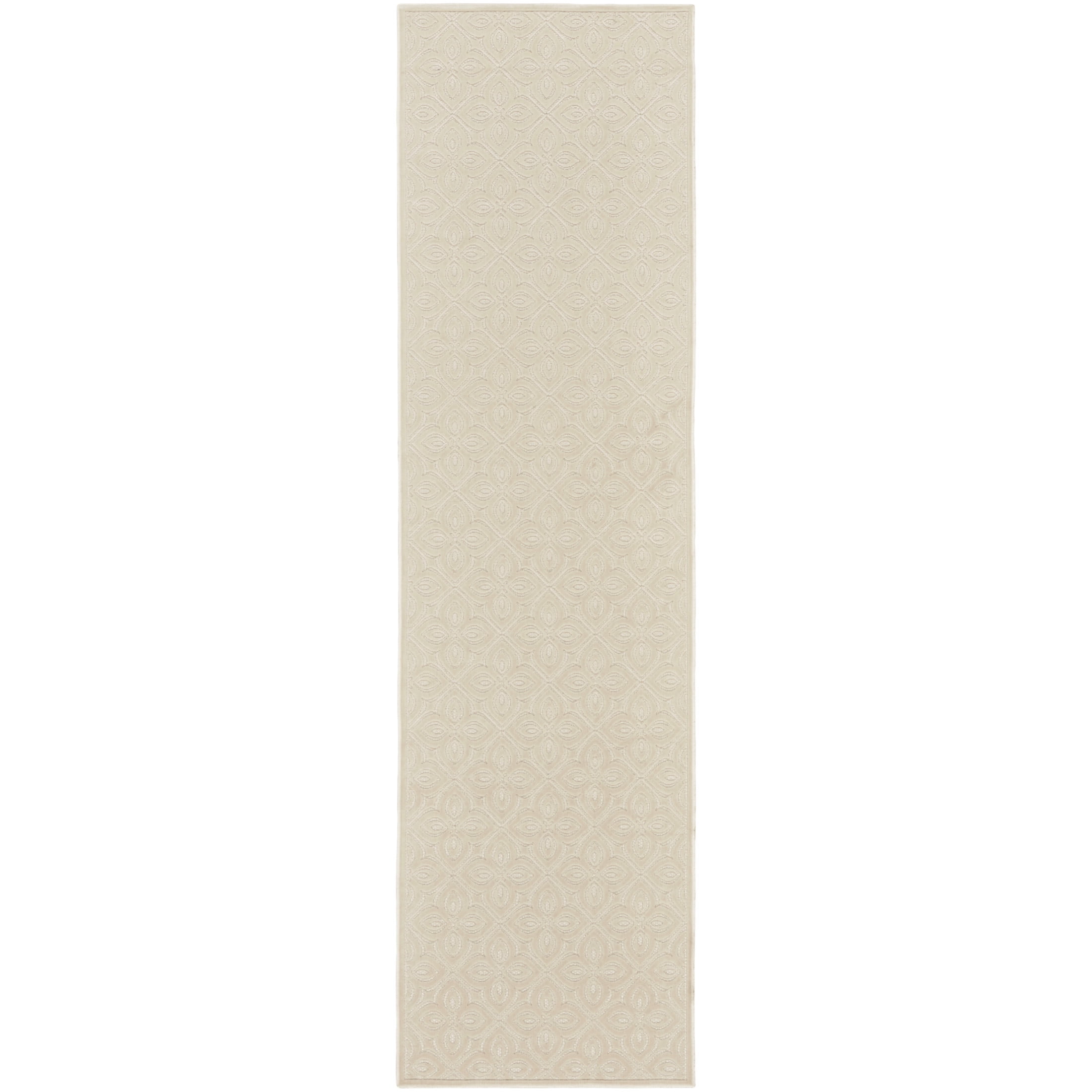 Nourison Washable Charm 2'2" x 8' Ivory Contemporary Indoor Rug