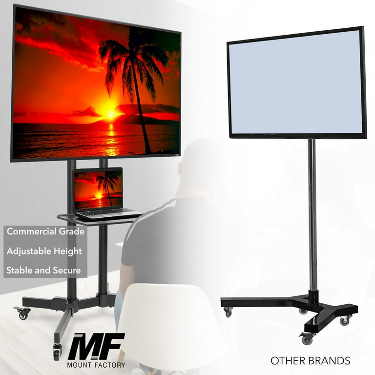 Mount Factory Rolling TV Stand Mobile TV Cart for 32 65 inch Plasma Screen LED LCD OLED Curved TV s Universal Mount with Wheels