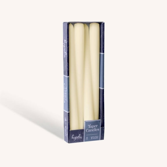 Hyoola 12" Wool White Dripless European Made Taper Candles, Unscented Paraffin Wax with Cotton Wicks, 4-Pack