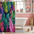 thumbnail image 3 of Manfei Hawaiian Leaves Shower Curtain 72Wx72L,Tropical Botanical Plants Bathroom Curtain, 3 of 6