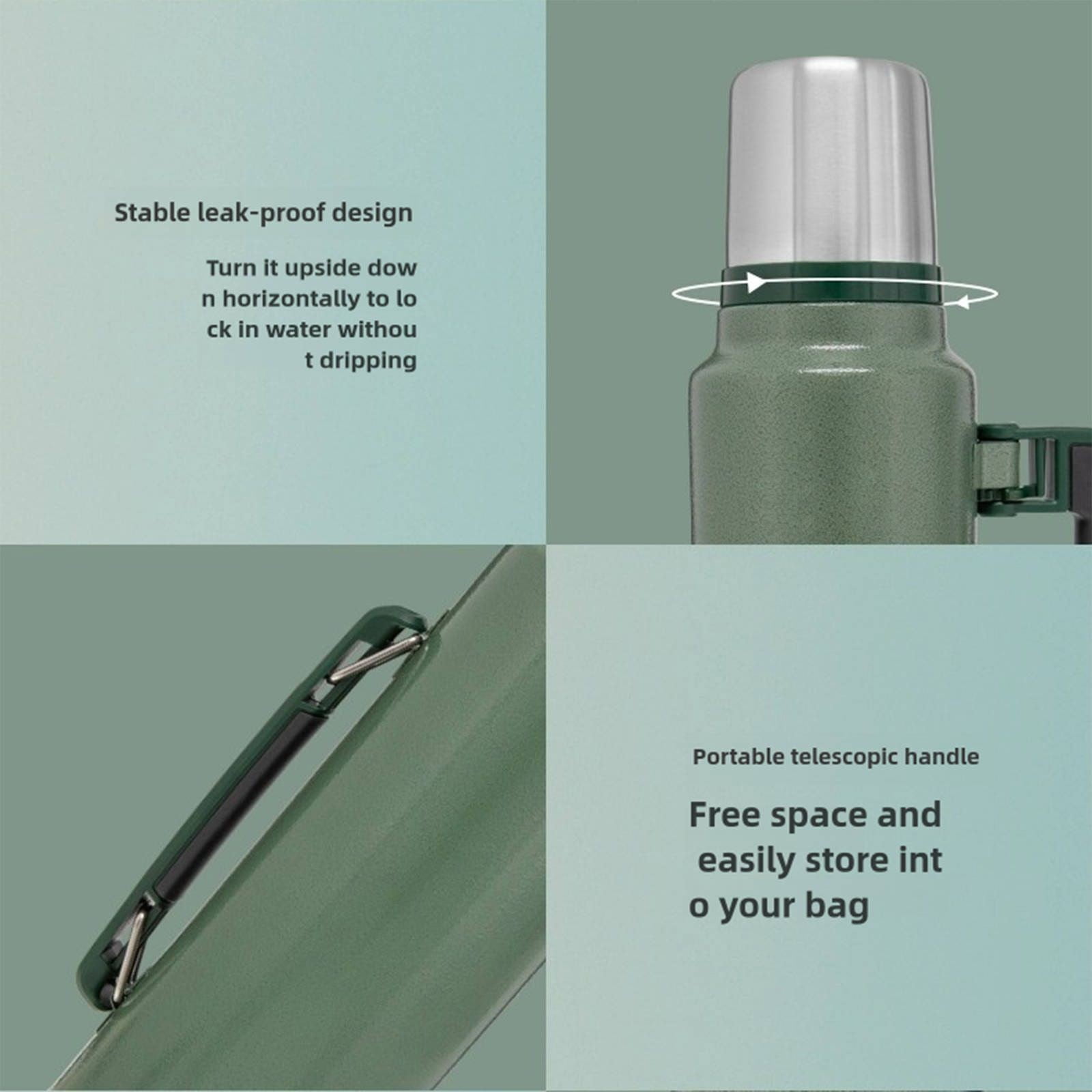 water bottle Stainless Vacuum Insulated Travel Jug Large Capacity Outdoor Thermal Water Bottle With Carry Handle 1400ML