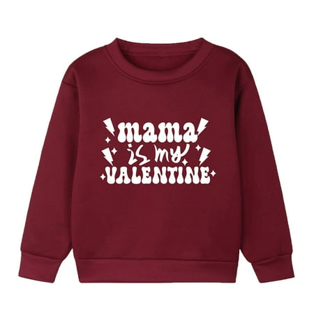 

Bjutir Toddler Kids Soft Tops Boys Girl Long Sleeves Plus Warm Pullover Letter Printed Casual Thick Round Neck Childrens Wear 6-7 Years
