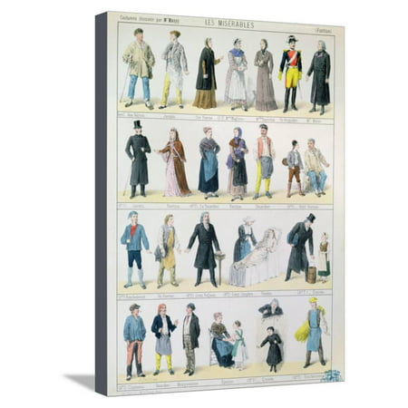 Costume Designs For an Adaptation of Les Miserables by Victor Hugo Stretched Canvas Print Wall Art By Jules Marre
