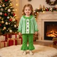 thumbnail image 2 of HCNTES Girls Fall Winter Outfits 6 12 18 24 Months 1T 2T 3T 4T Baby Girls Infant Clothing Soft Christmas Plaid Ruffled Set Embroidered Long-Sleeve Top and Solid Flared Pant 2PCS Set, 2 of 7