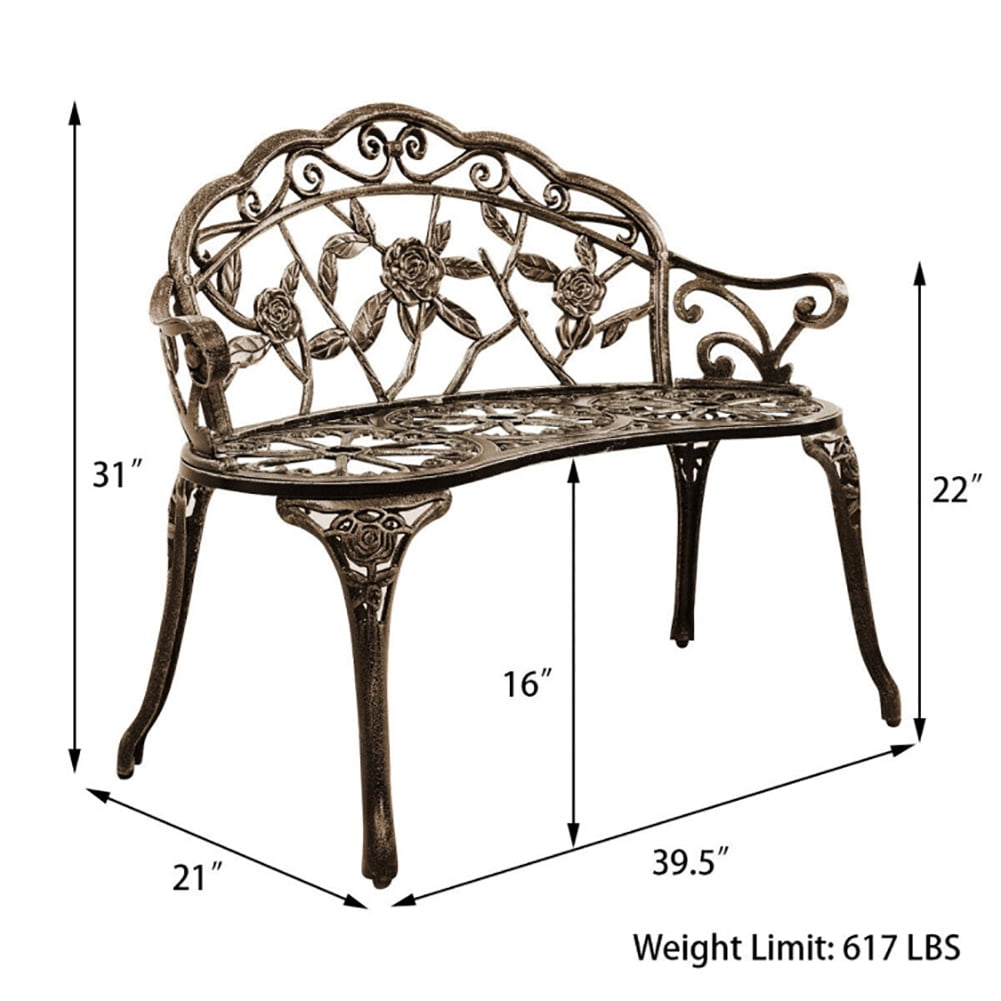 Aimee Lii Aluminum Patio Outdoor Garden Bench Chair Loveseat Cast, Outdoor Patio Furniture, Bronze Aimee Lii Aluminum Patio Outdoor Garden Bench Chair Loveseat Cast, Outdoor Patio Furniture, Bronze