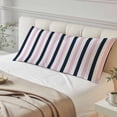 thumbnail image 4 of Pink Navy Blue Striped Body Pillow Covers 20"x60", Farmhouse Stripe Art Soft Brushed Microfiber Breathable Throw Pillow Covers, Decorative Pillowcase with Zipper for Couch Sofa Bedroom Living Room, 4 of 9