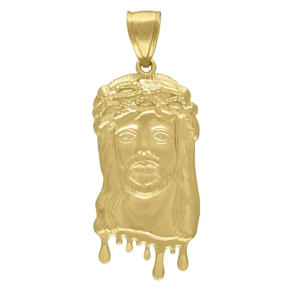 10k Yellow Gold Mens Jesus Dripping Religious Charm Pendant