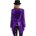 thumbnail image 7 of iiniim Women Magician Cosplay Costume Sequin Tailcoat Circus Showman One-Button Tuxedo Jacket Outfits Purple 3XL, 7 of 7