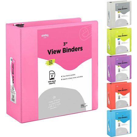 Enday 3 Inch Binder 3 Ring Binders with Pockets for Home Office School Supplies Organization Pink
