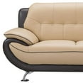 thumbnail image 3 of Benjara BM319236 67 in. Diana 2 Tone Brown & Beige Genuine Leather Chrome Pillow Arms Loveseat, 3 of 6